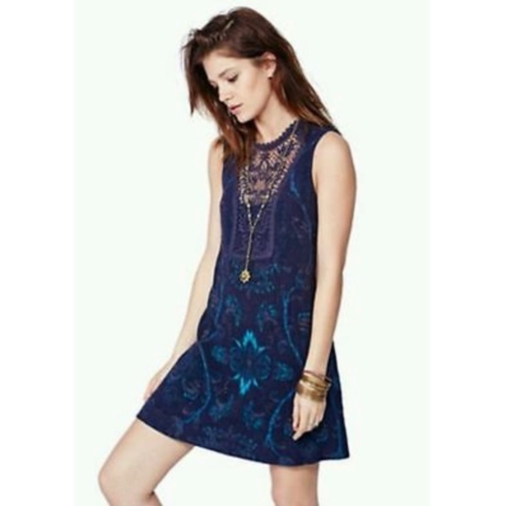 Free People Maribelle dress in blue/black/aqua